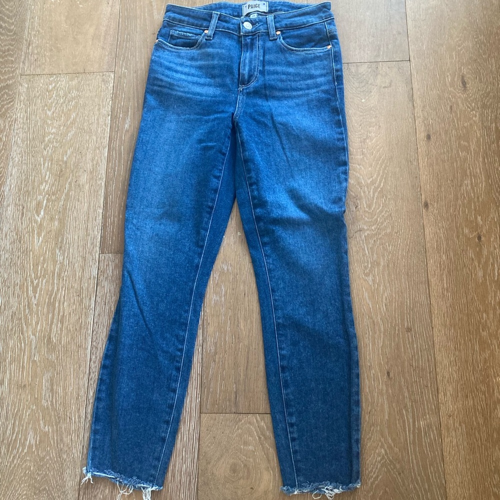 PAIGE Ankle-Length Blue Jeans